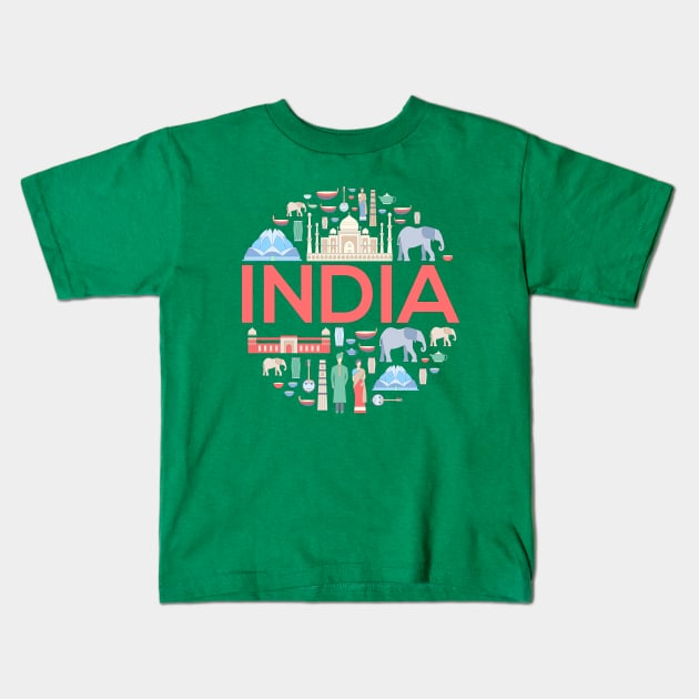 India concept Kids T-Shirt by Mako Design 